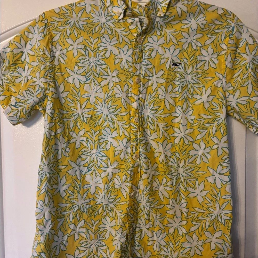 Vineyard Vines Yellow Floral‎ Button Down Shirt size XL